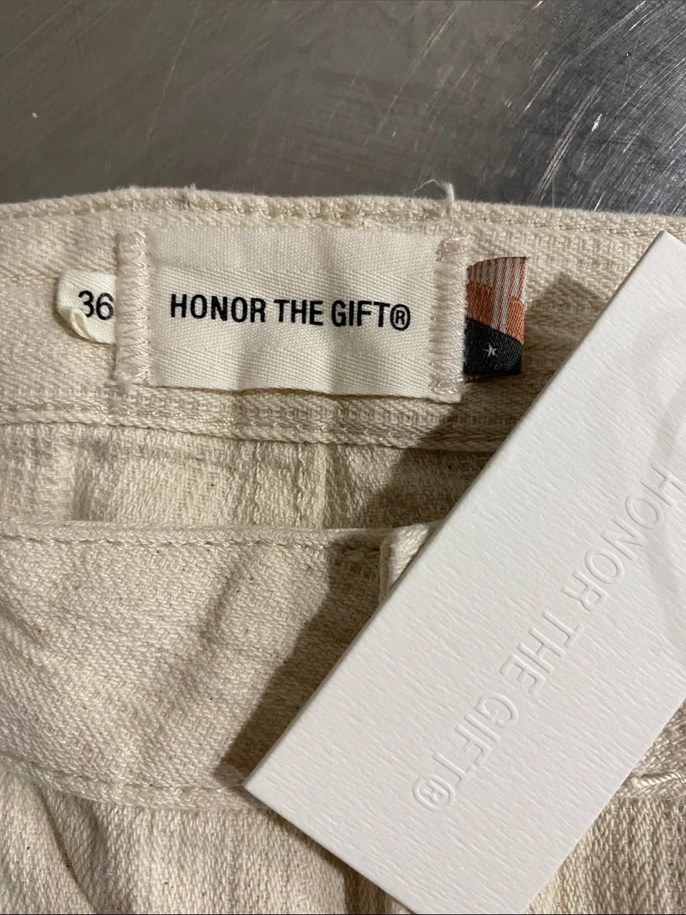 🆕 Honor The Gift Gears Carpenter shorts heavyweight workwear Cream jorts 36